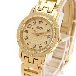 Hermes CL4.286 Clipper Diamond Watch K18 Yellow Gold K18YG Women's HERMES