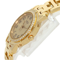 Hermes CL4.286 Clipper Diamond Watch K18 Yellow Gold K18YG Women's HERMES