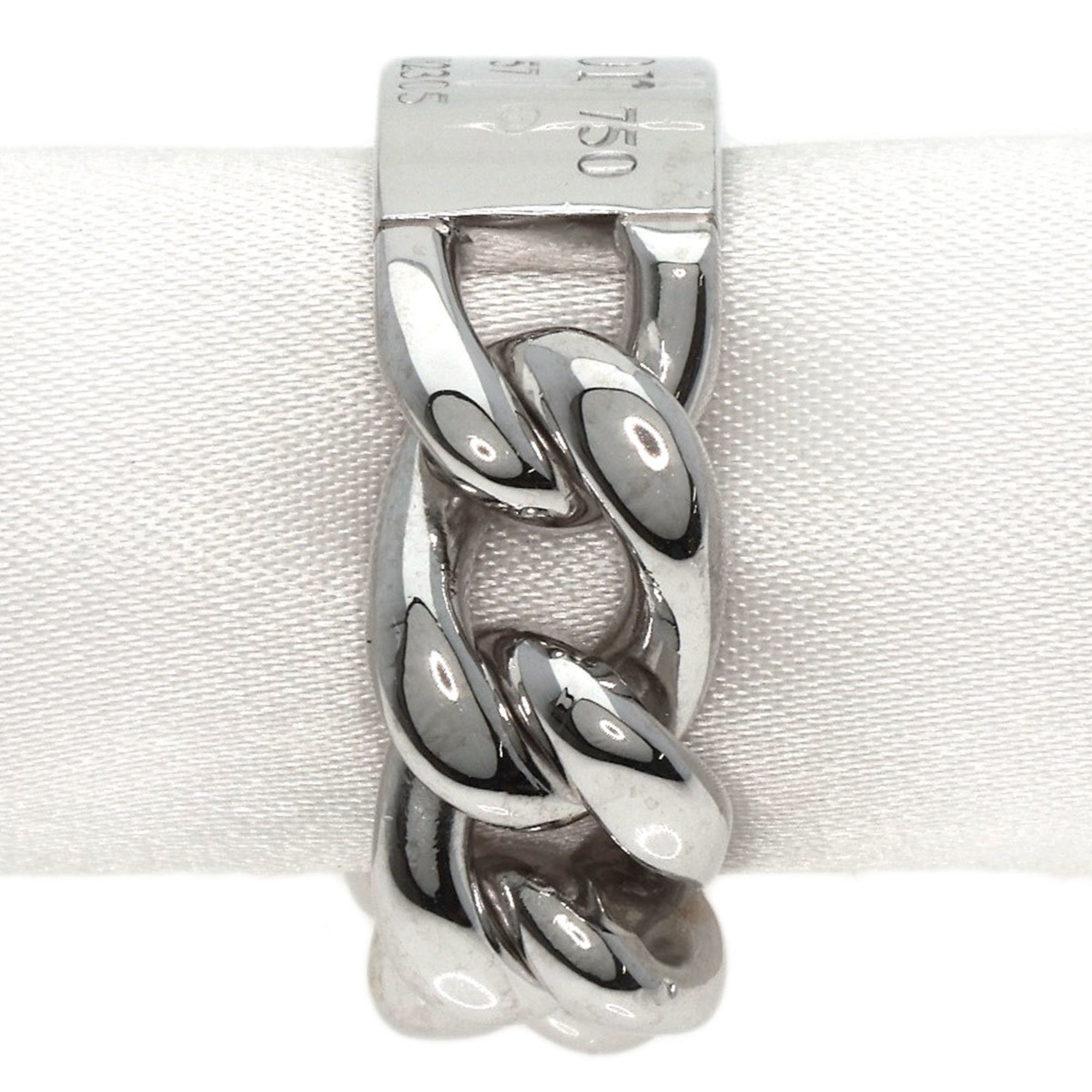 Christian Dior Dior Gormet de Large Chain #57 Ring, K18 White Gold, Women's