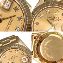 Rolex 69178G Datejust 10P Diamond Watch K18 Yellow Gold K18YG Ladies ROLEX