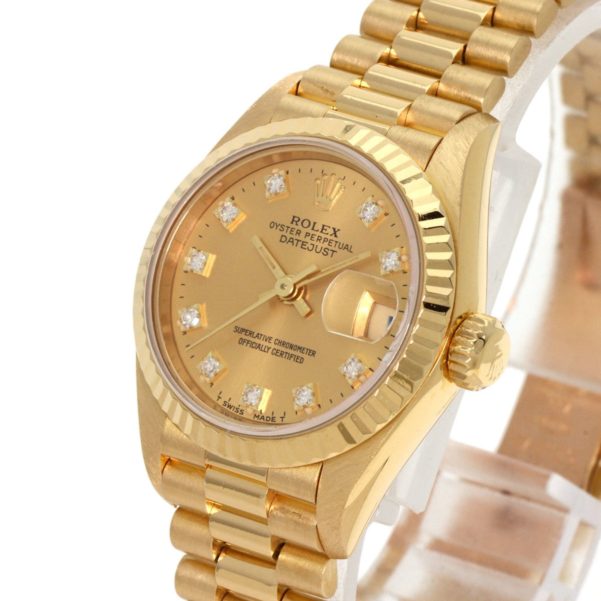 Rolex 69178G Datejust 10P Diamond Watch K18 Yellow Gold K18YG Ladies ROLEX