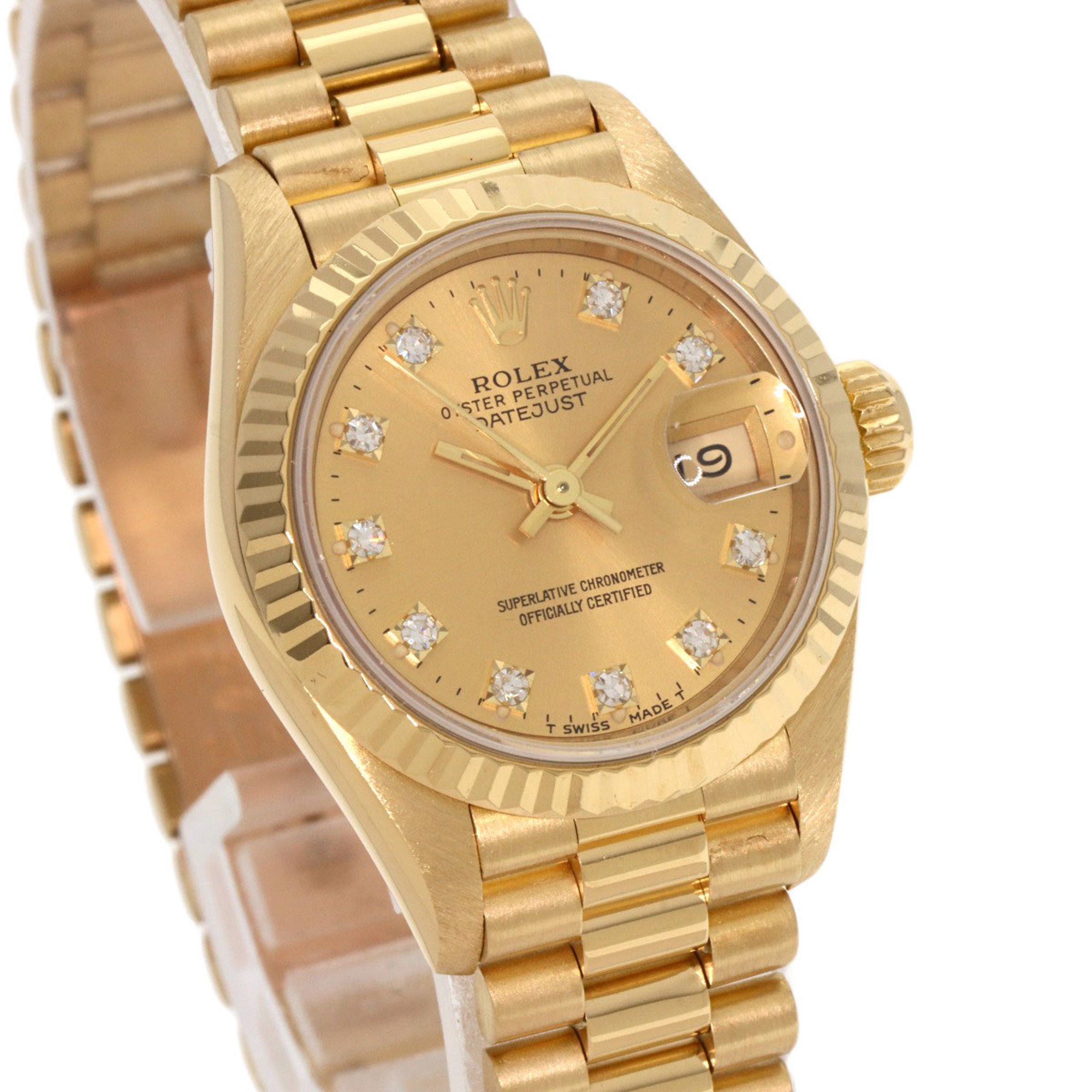 Rolex 69178G Datejust 10P Diamond Watch K18 Yellow Gold K18YG Ladies ROLEX