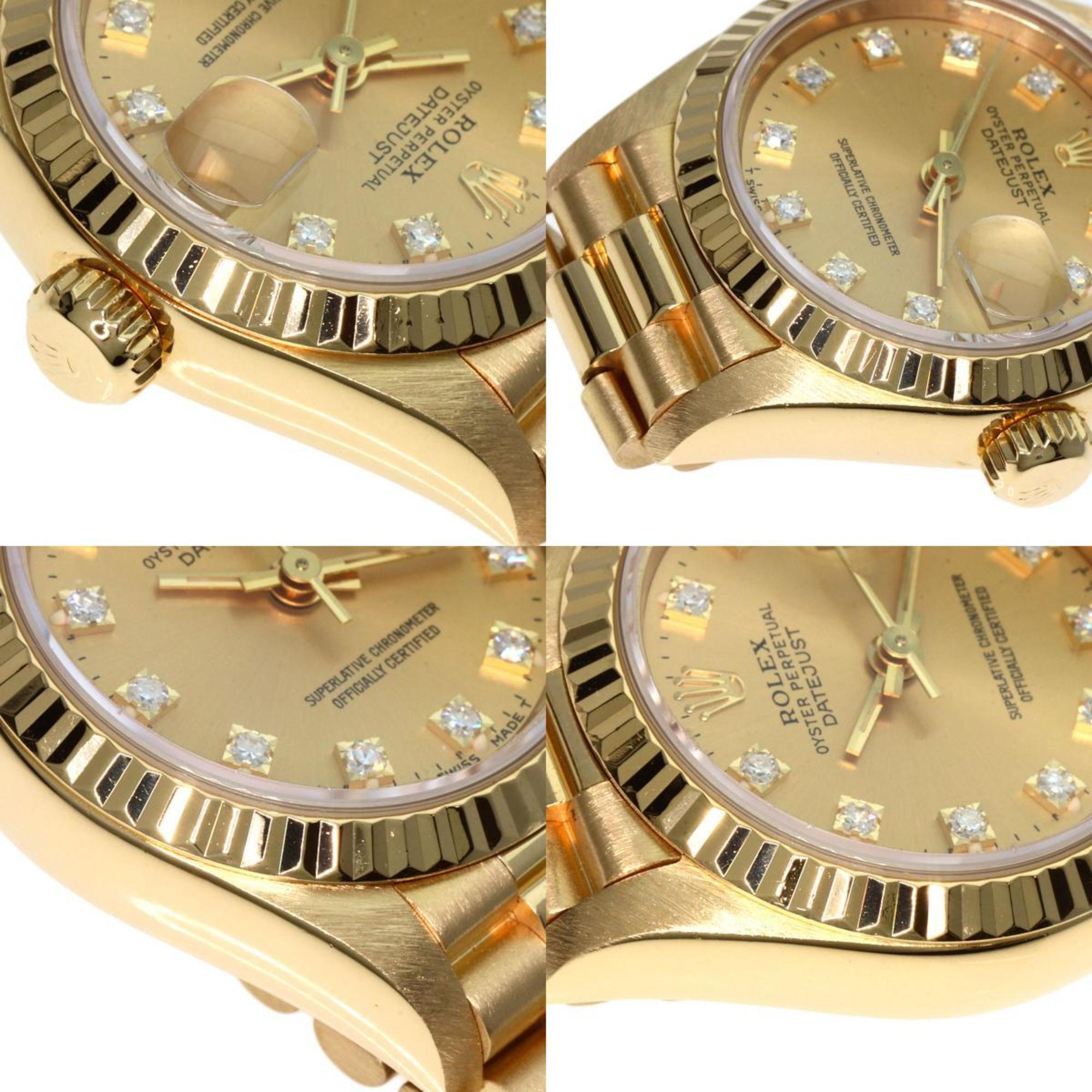 Rolex 69178G Datejust 10P Diamond Watch K18 Yellow Gold K18YG Ladies ROLEX