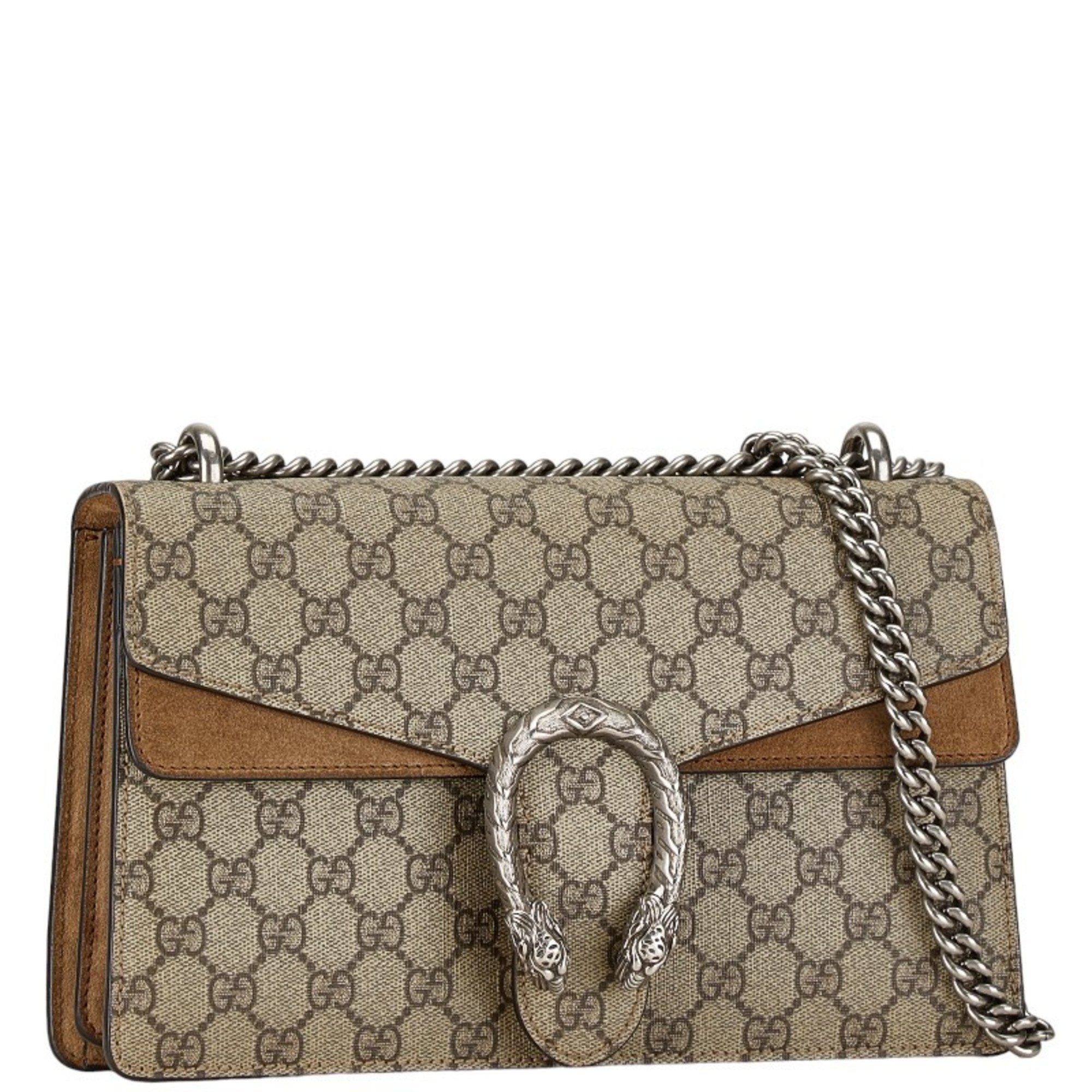 Gucci GG Supreme Dionysus Chain Shoulder Bag 400249 Beige PVC Leather Women's GUCCI