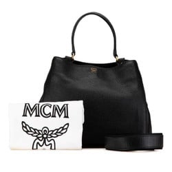 MCM Handbag Shoulder Bag Black Leather Women's