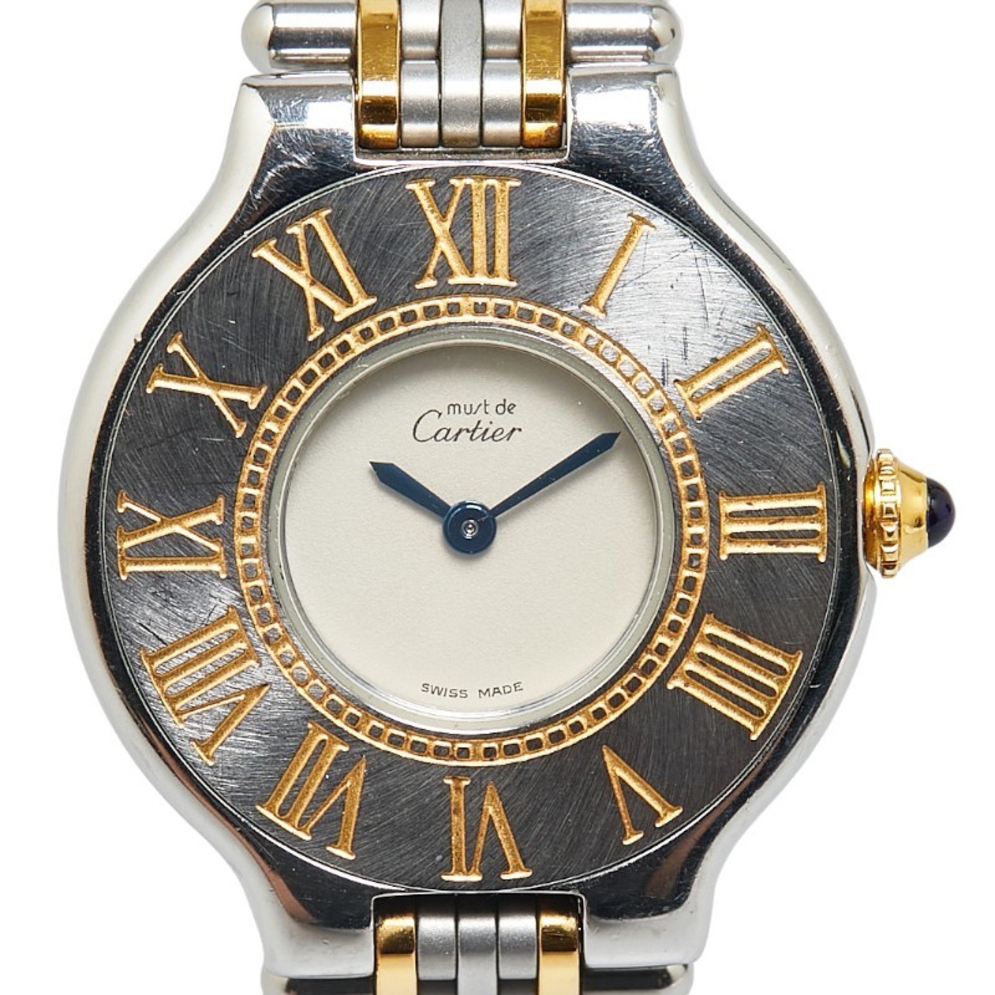 Cartier Must 21 Watch 125 000 P Quartz Ivory Dial Stainless Steel Ladies CARTIER