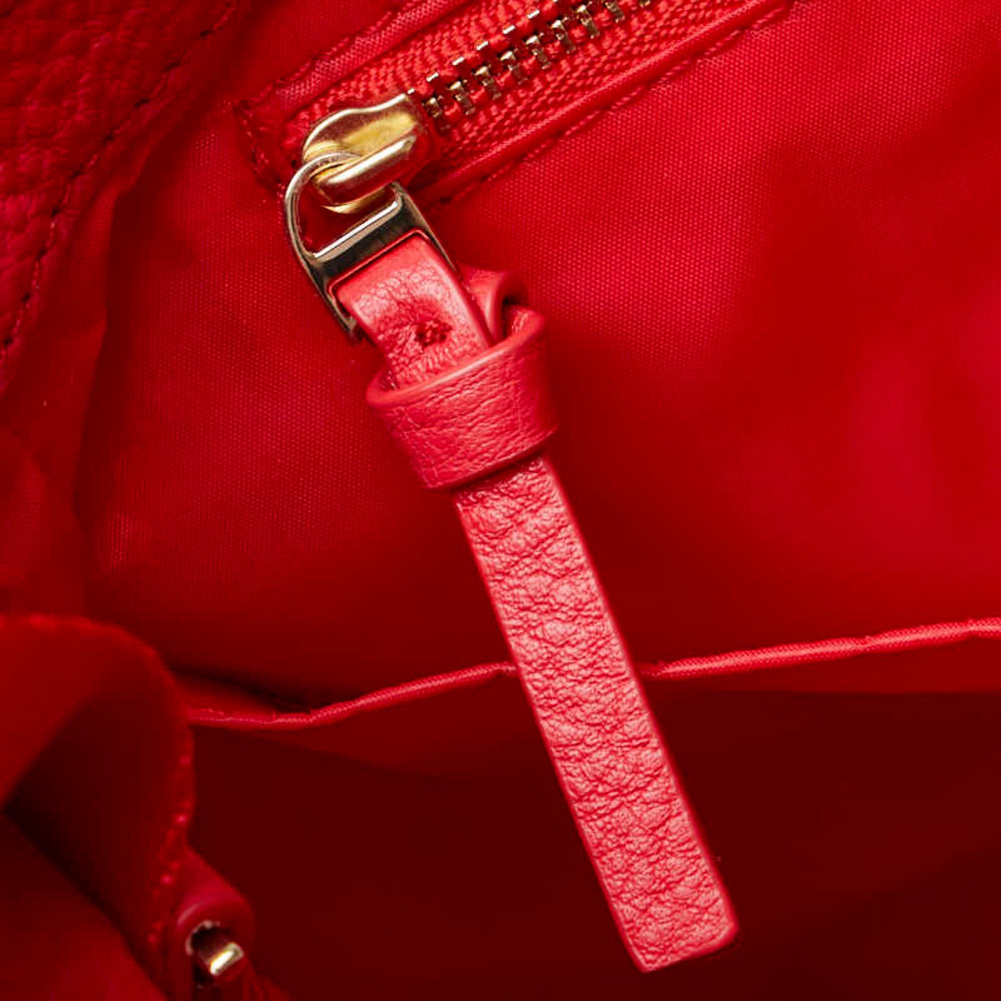 Tory Burch Shoulder Bag with Diaper Changing Mat, Mother's Bag, Red, Nylon, Leather, Women's