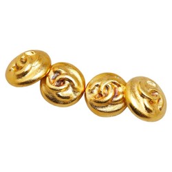 Chanel Coco Mark Round Double Cufflinks Gold Plated Women's CHANEL