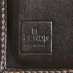 FENDI ZUCCA Compact Wallet Bi-fold Brown Canvas Leather Women's