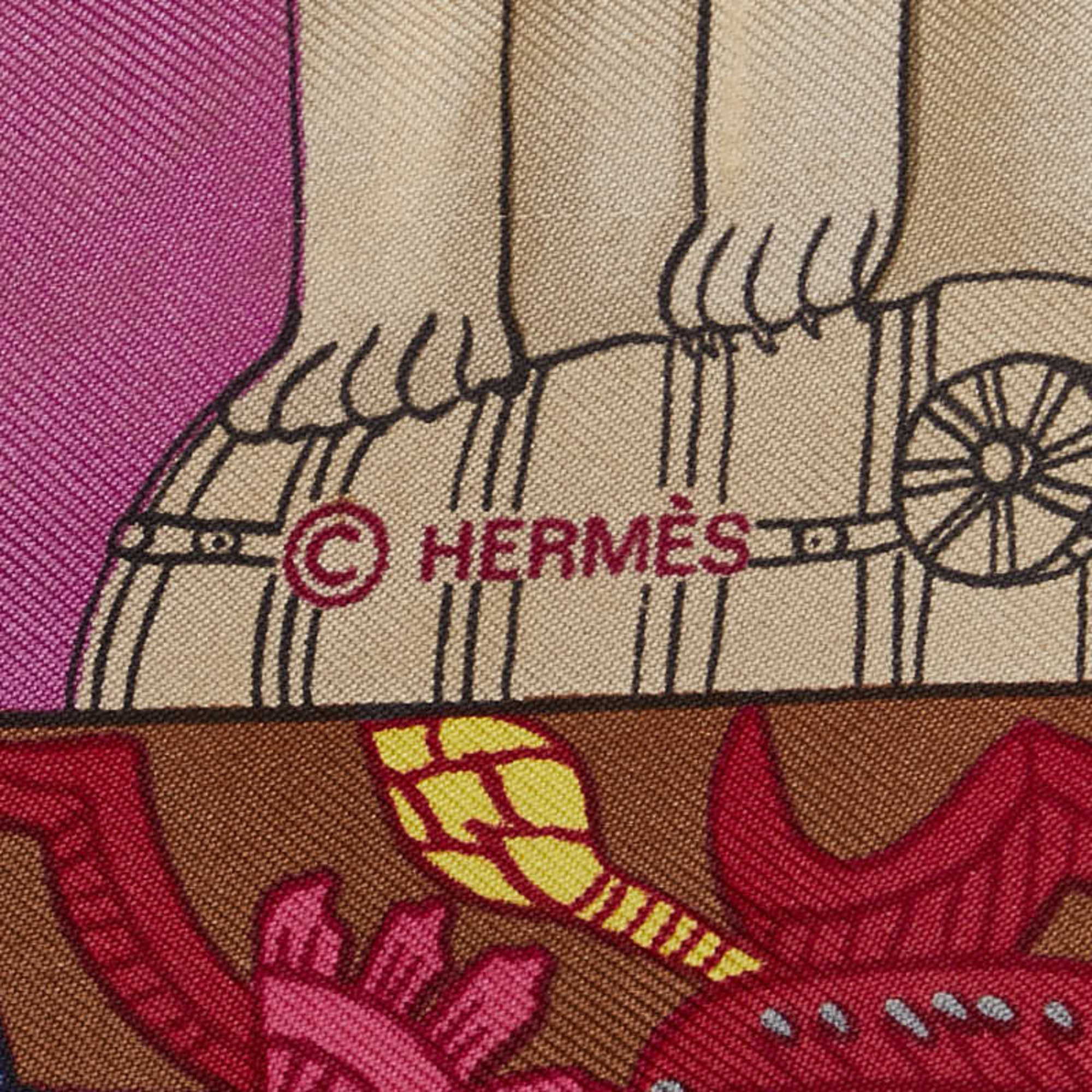 Hermes Carre 90 TORANA Scarf Muffler Yellow Multicolor Silk Women's HERMES