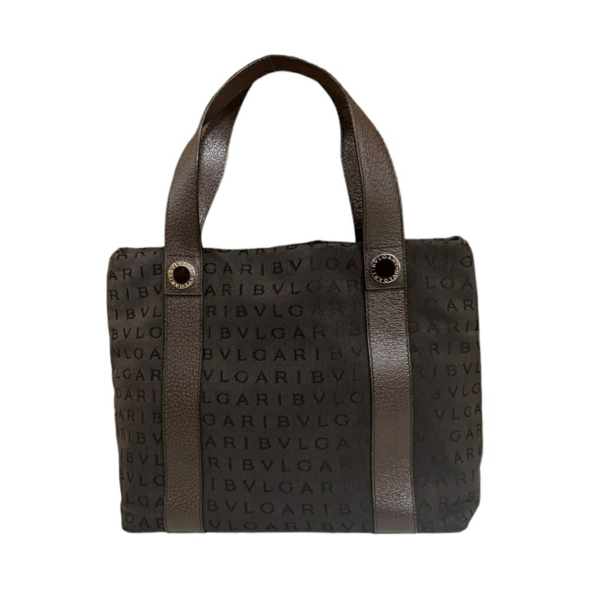 BVLGARI Mania Handbag Canvas Brown Women's