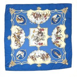 HERMES Hermes Carre 90 LES CHEVAUX DES MOGHOLS Mughal Horses Scarf Muffler Silk Blue Women's N4064965