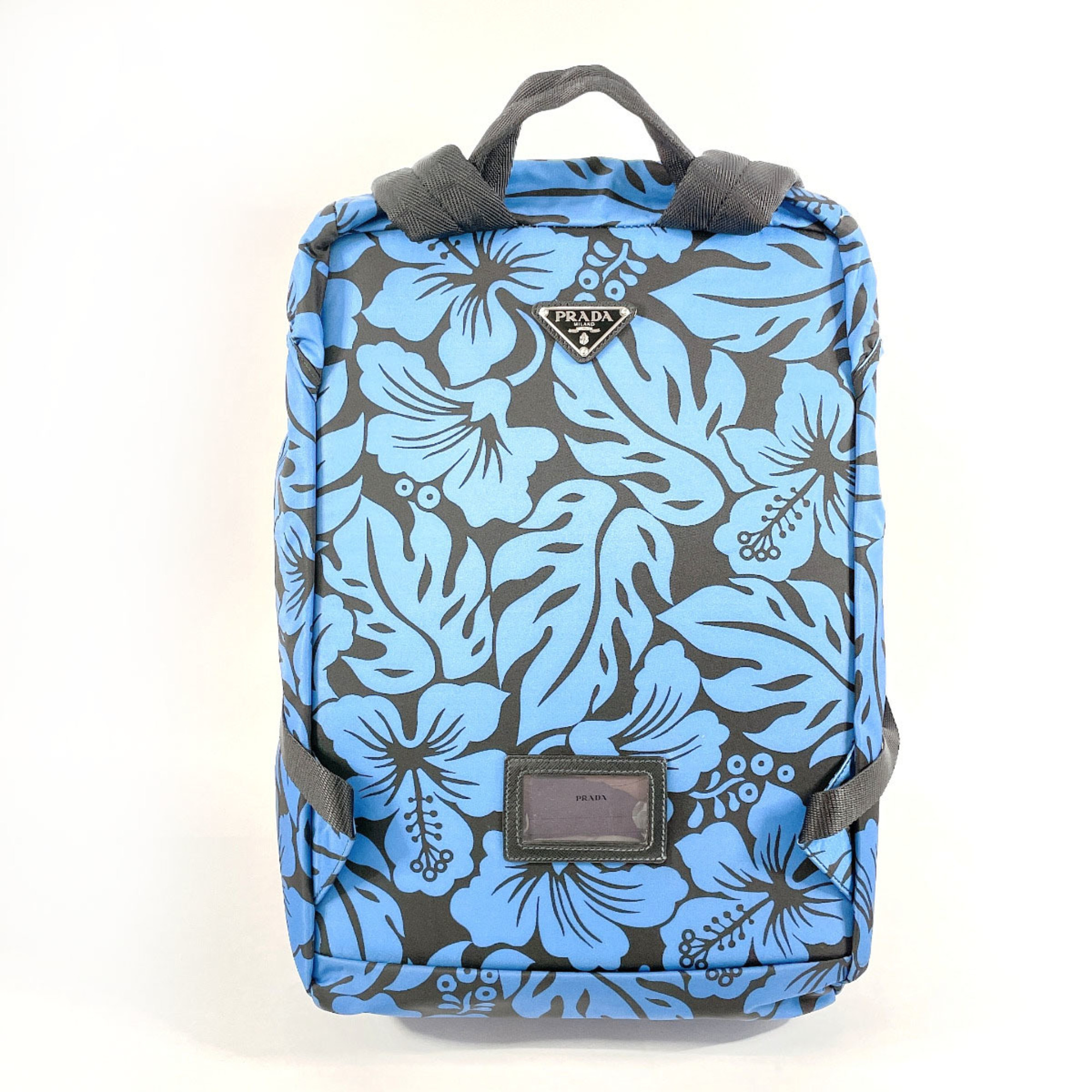 PRADA Prada Hibiscus Pattern V135 Backpack Daypack Nylon Blue Women's N4075096