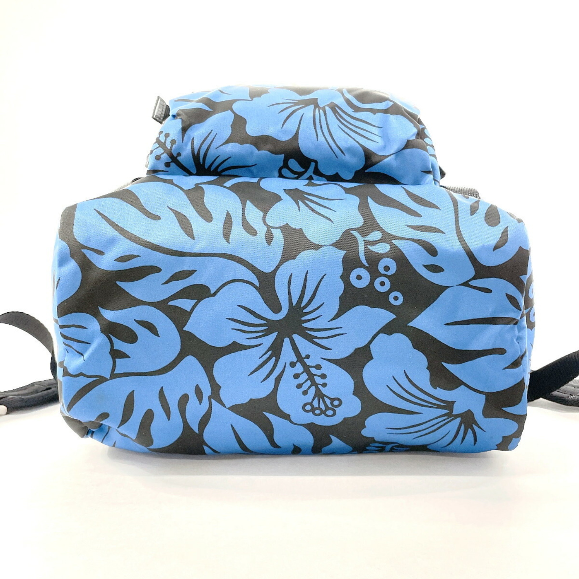 PRADA Prada Hibiscus Pattern V135 Backpack Daypack Nylon Blue Women's N4075096