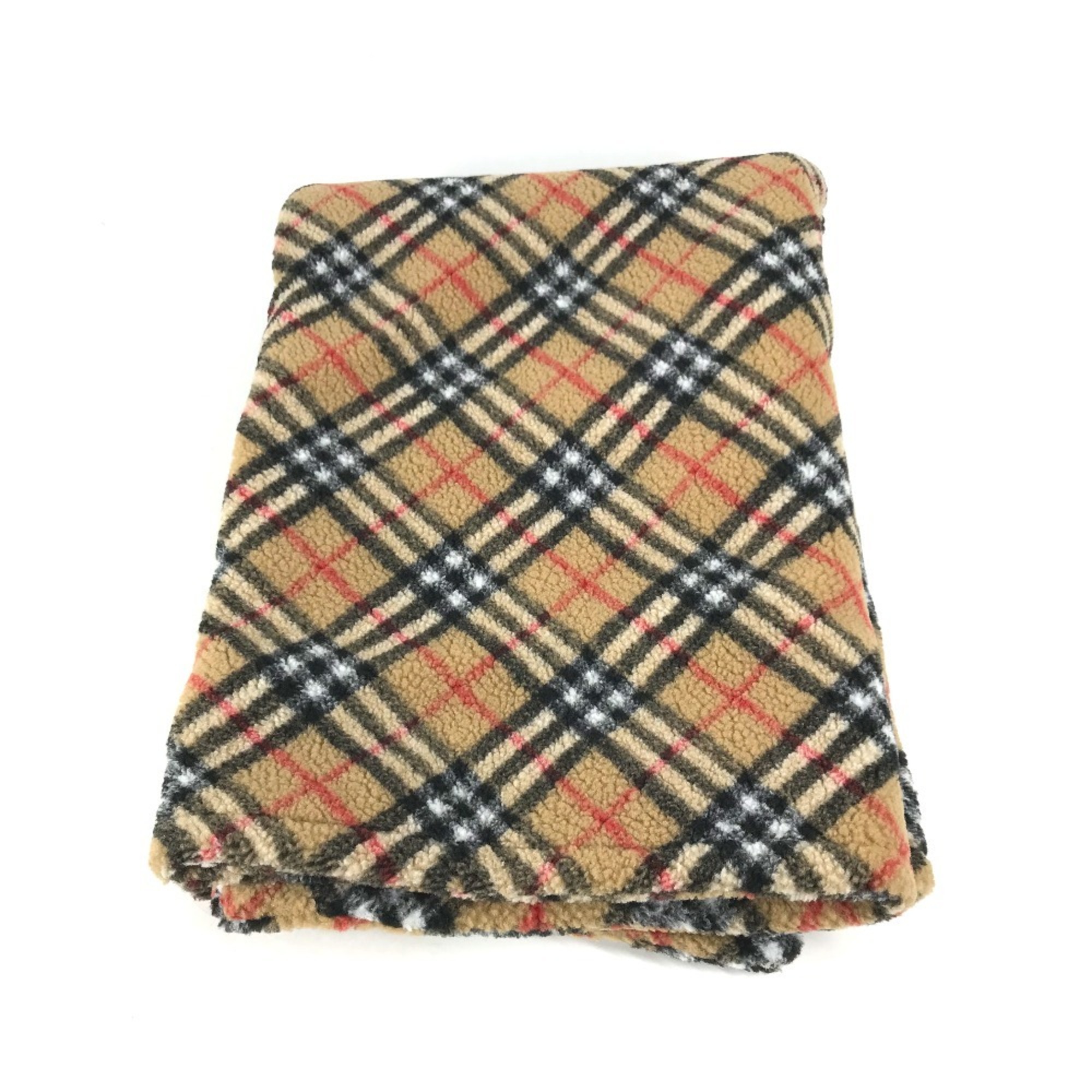 BURBERRY Check Fleece Baby Blanket, Polyester, Acrylic, Women's, Beige