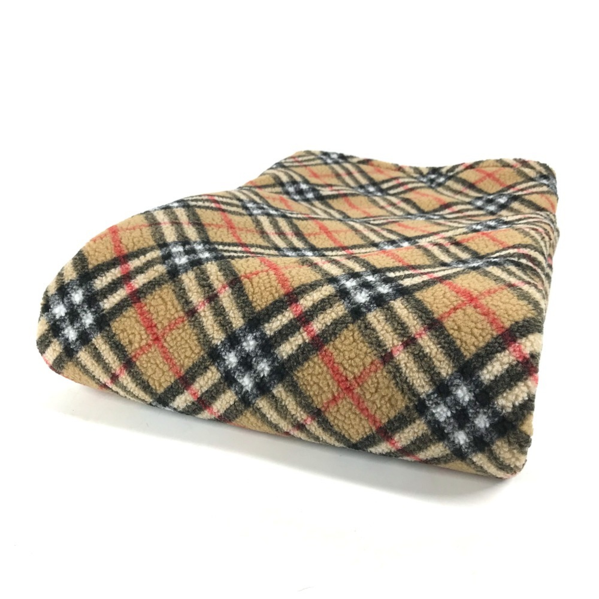 BURBERRY Check Fleece Baby Blanket, Polyester, Acrylic, Women's, Beige