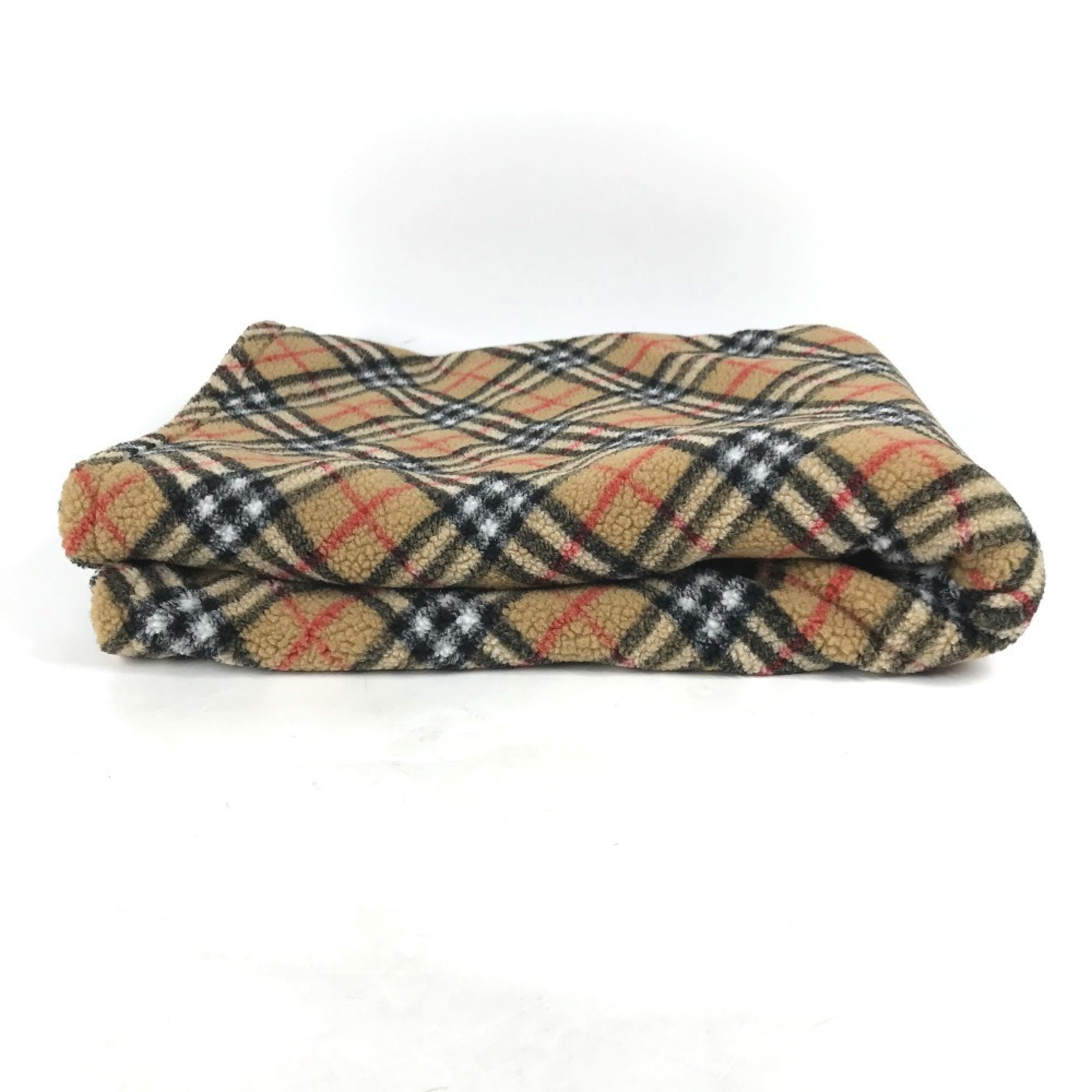 BURBERRY Check Fleece Baby Blanket, Polyester, Acrylic, Women's, Beige