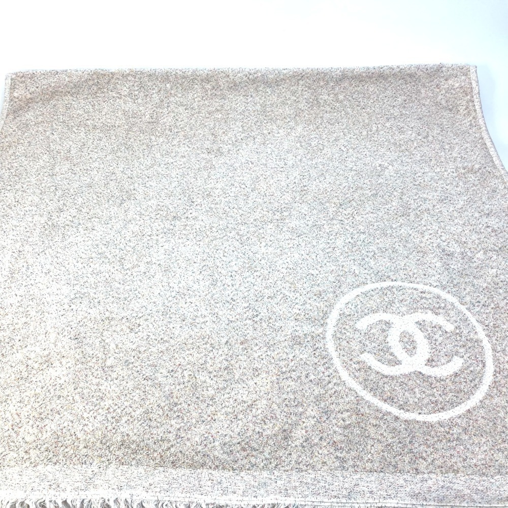 CHANEL 18P CC Coco Mark Beach Towel Blanket Bath Cotton Women's Multicolor