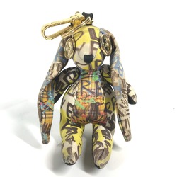 BURBERRY Check Rabbit Bag Charm Keychain Canvas Women's Beige