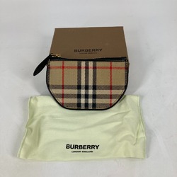 BURBERRY 8045031 Coin Purse Wallet Olympia Check Wallet/Coin Case Leather Canvas Women's Beige