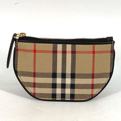 BURBERRY 8045031 Coin Purse Wallet Olympia Check Wallet/Coin Case Leather Canvas Women's Beige