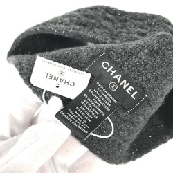 CHANEL Chanel 17K Glitter CC Coco Mark Headband Hair Cashmere Viscose Women's Grey