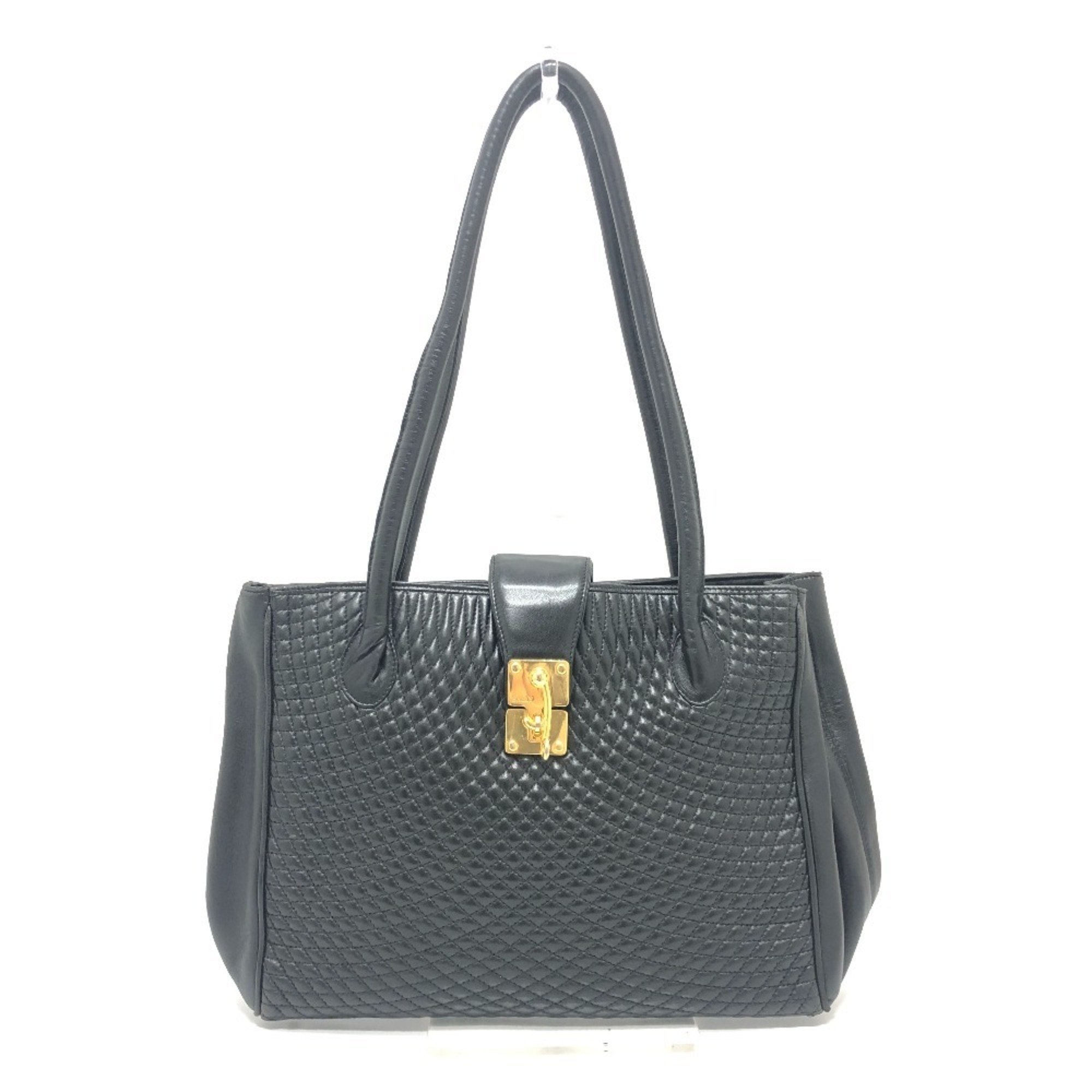 BALLY Quilted Bag Tote Leather Women's Black