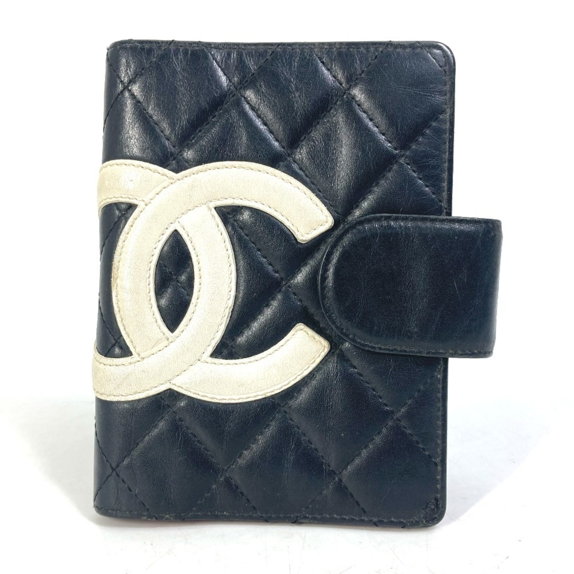 CHANEL A26727 CC Coco Mark Cambon Line Stationery Notebook Cover Leather Women's Black