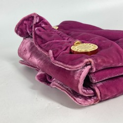 BVLGARI Pouch Clutch Bag Velour Women's Pink