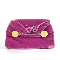 BVLGARI Pouch Clutch Bag Velour Women's Pink