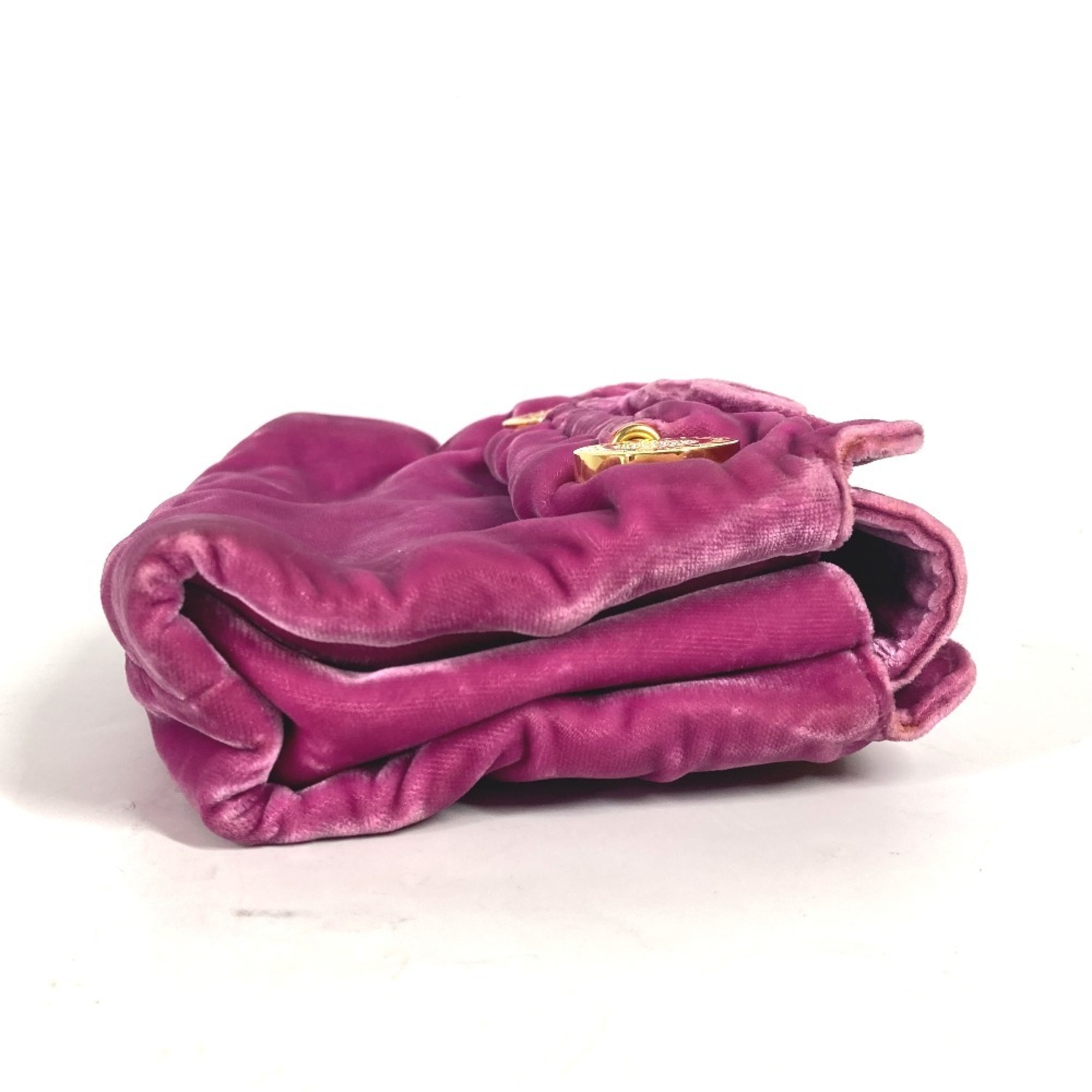 BVLGARI Pouch Clutch Bag Velour Women's Pink