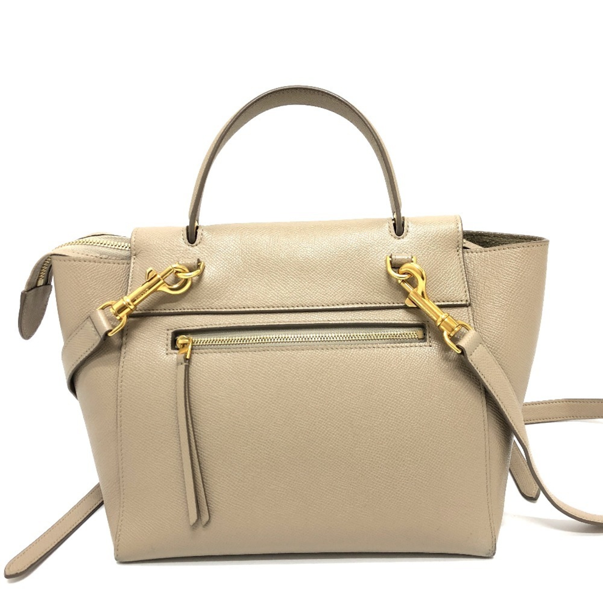 CELINE 189153 Belt Bag Micro Shoulder Handbag Leather Women's Beige