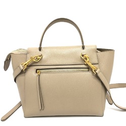 CELINE 189153 Belt Bag Micro Shoulder Handbag Leather Women's Beige