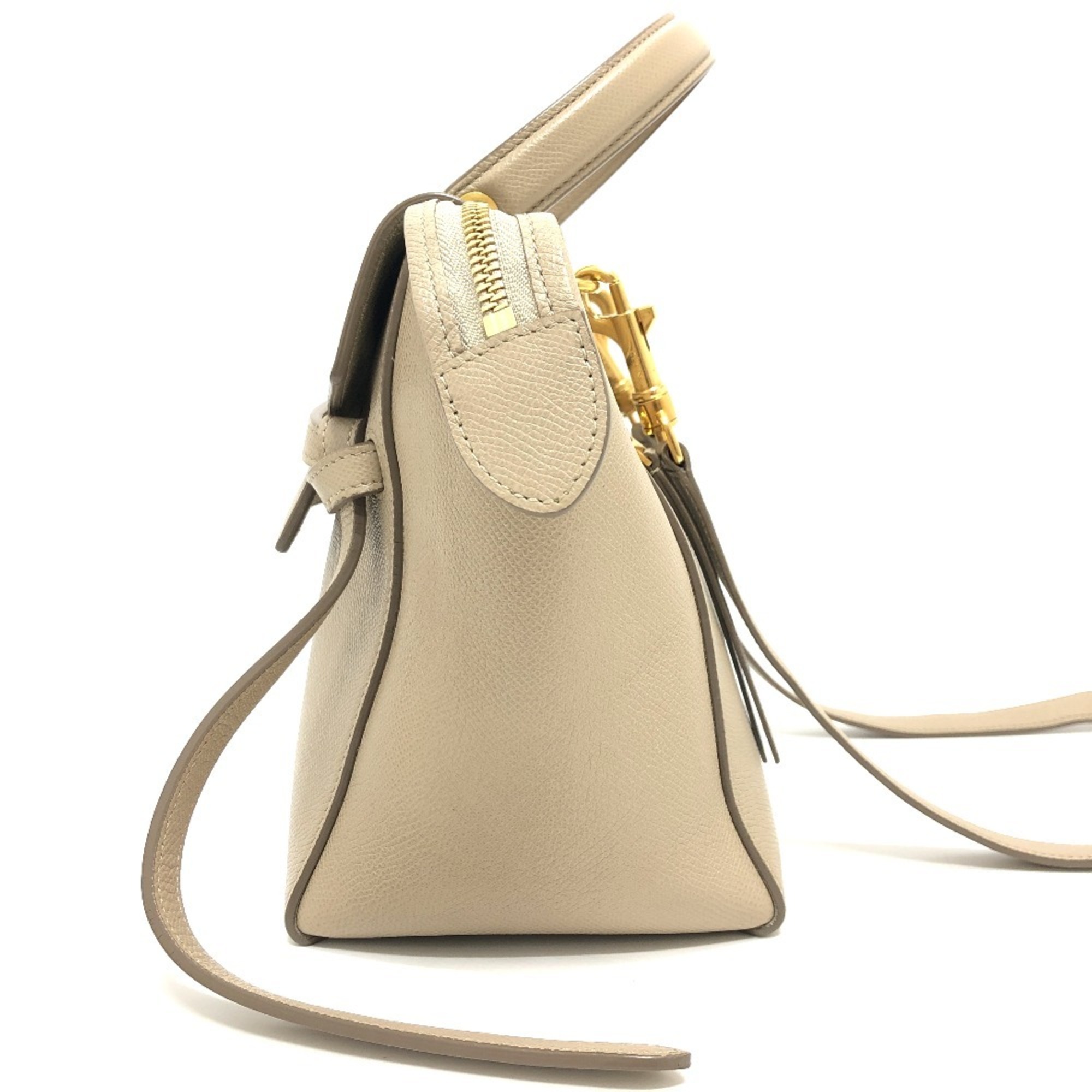 CELINE 189153 Belt Bag Micro Shoulder Handbag Leather Women's Beige