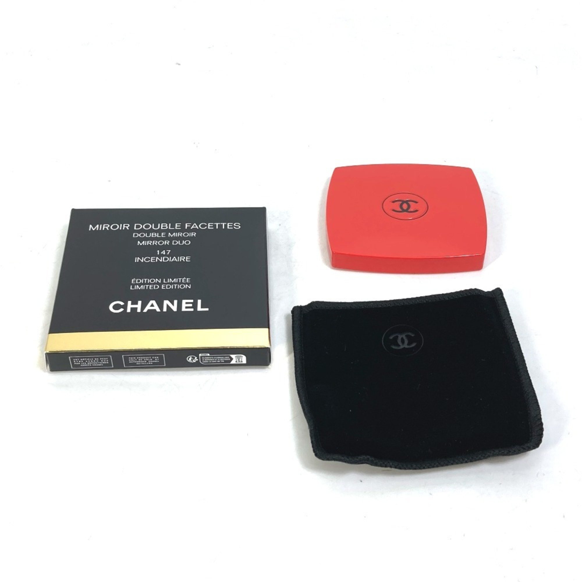 CHANEL 138067 CC Coco Mark Miroir Double Facet Compact Mirror Plastic Women's Ansondier de Chanel 147 Red