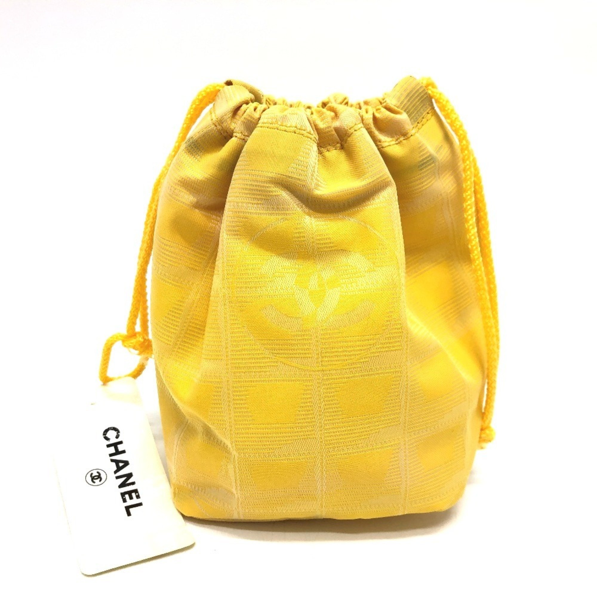 CHANEL A14355 New Travel Line Makeup Case Pouch Small Canvas Women's Yellow