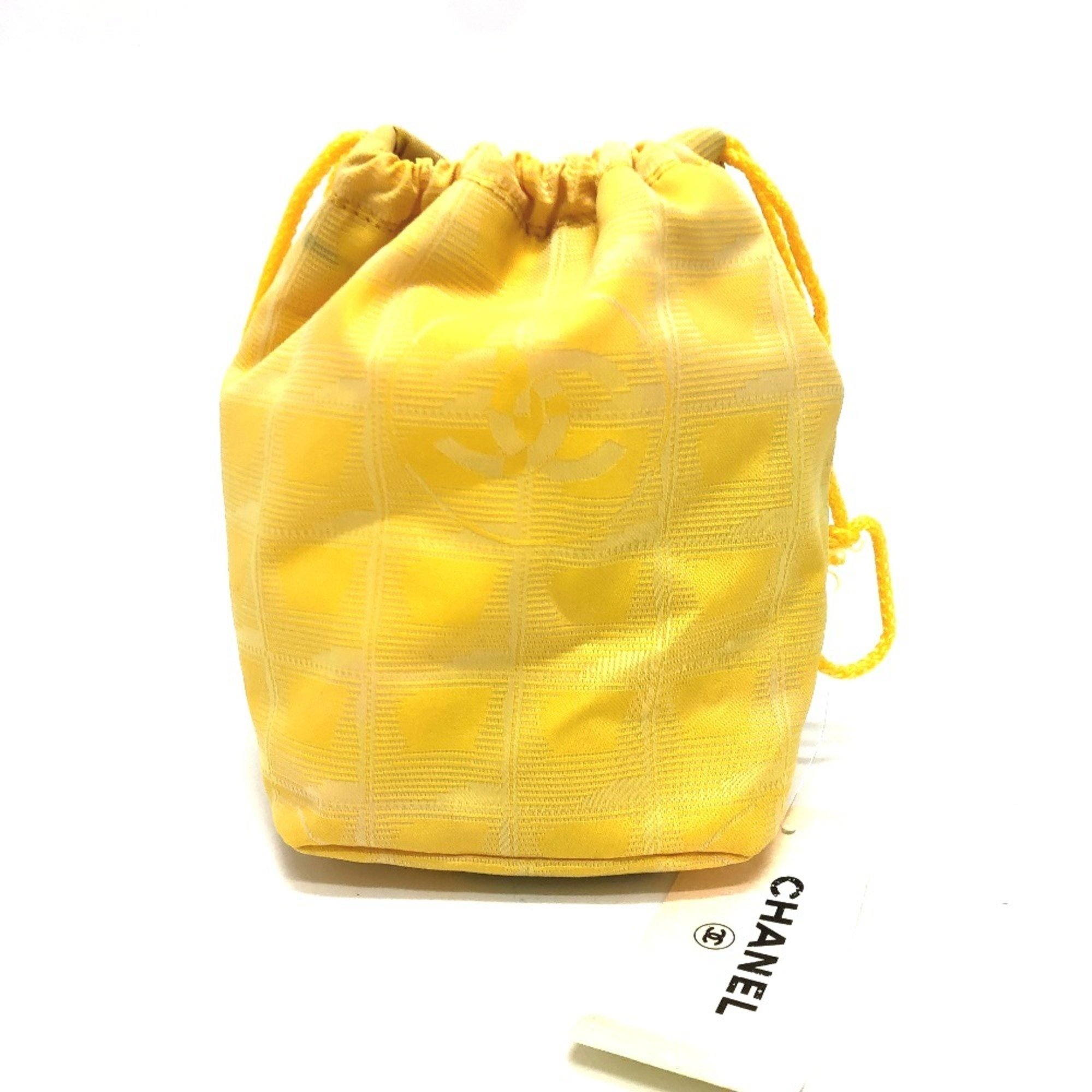 CHANEL A14355 New Travel Line Makeup Case Pouch Small Canvas Women's Yellow