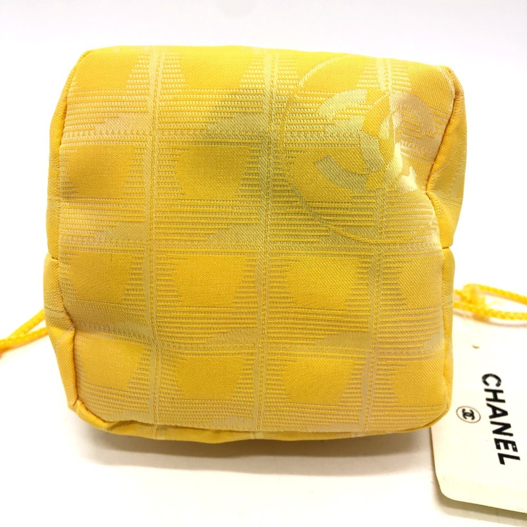 CHANEL A14355 New Travel Line Makeup Case Pouch Small Canvas Women's Yellow