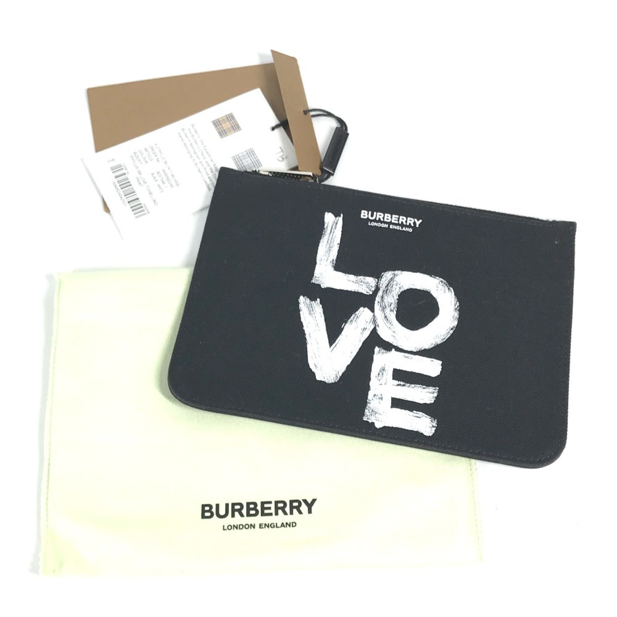 BURBERRY 8037549 LOVE Wallet/Coin Case Clutch Bag Pouch Canvas Women's Black