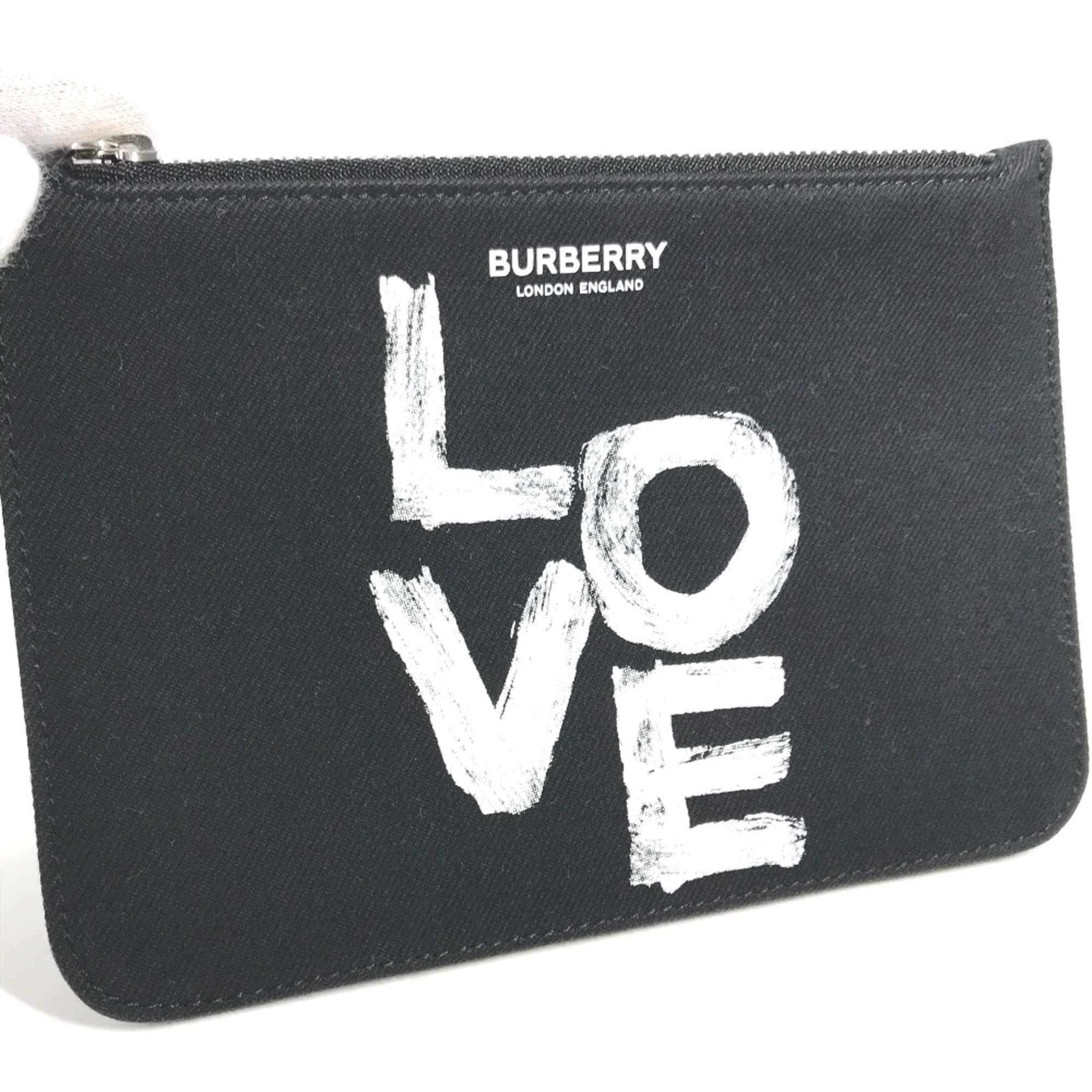 BURBERRY 8037549 LOVE Wallet/Coin Case Clutch Bag Pouch Canvas Women's Black