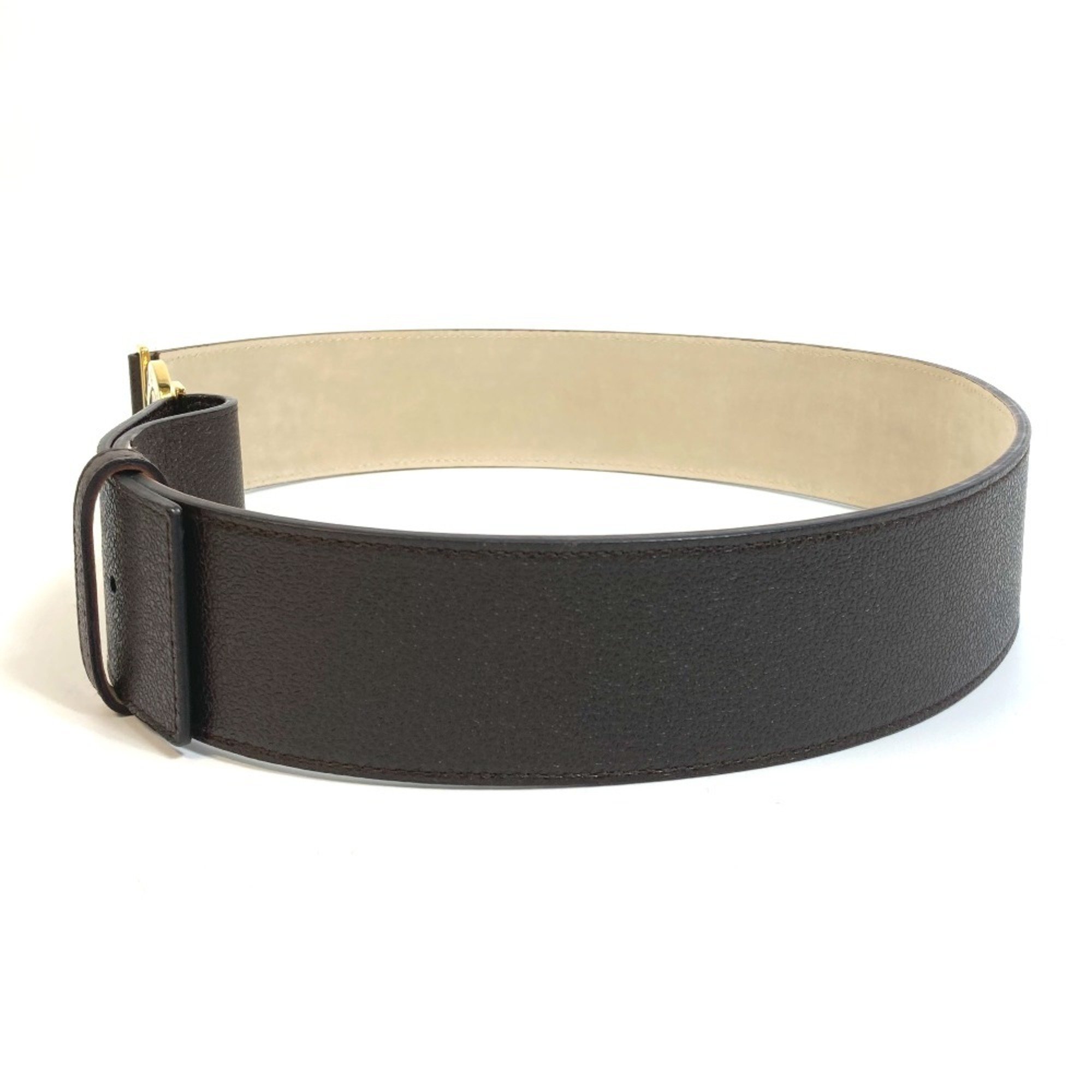 BVLGARI Bvlgari Men's Women's Fashion Accessories Belt Leather Dark Brown