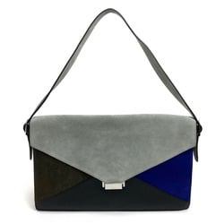 CELINE Celine Bag Metal fittings Diamond clutch Shoulder bag Clutch Suede Leather Pony Women's Gray x Black