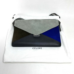 CELINE Celine Bag Metal fittings Diamond clutch Shoulder bag Clutch Suede Leather Pony Women's Gray x Black