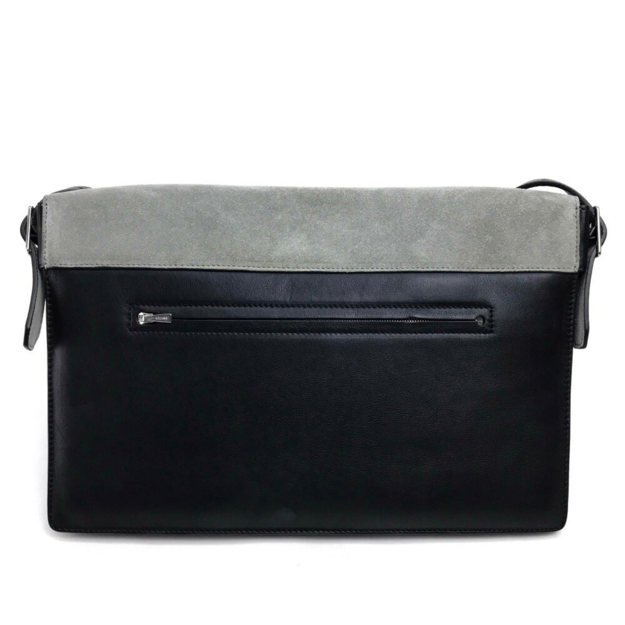 CELINE Celine Bag Metal fittings Diamond clutch Shoulder bag Clutch Suede Leather Pony Women's Gray x Black