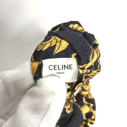 CELINE Hair Tie Chain Pattern Triomphe Scrunchie Silk Women's Black