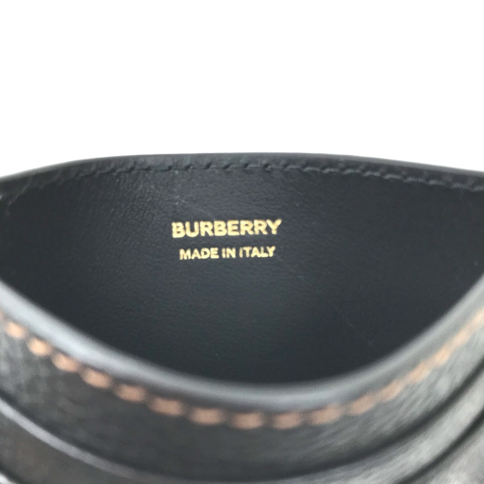 BURBERRY TB Business Card Holder Pass Case Holder/Card Leather Women's Black