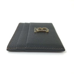 BURBERRY TB Business Card Holder Pass Case Holder/Card Leather Women's Black