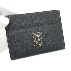 BURBERRY TB Business Card Holder Pass Case Holder/Card Leather Women's Black