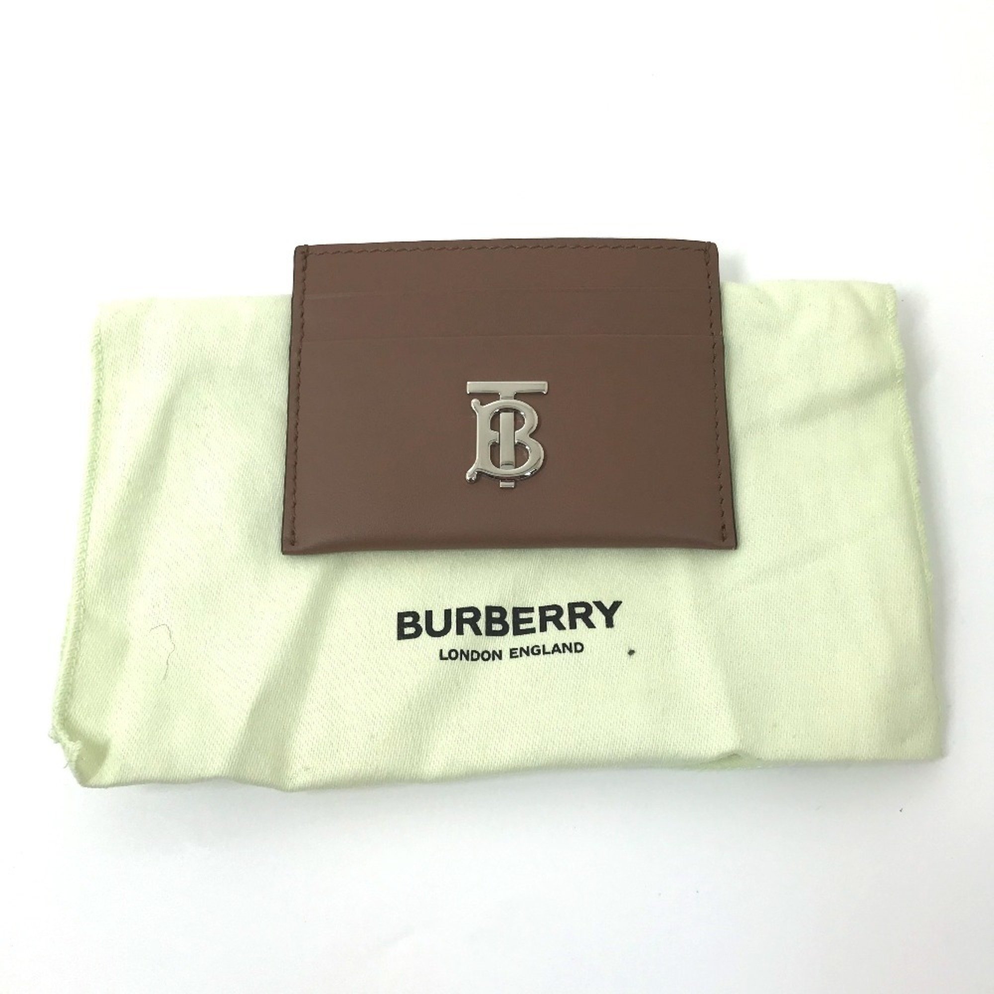 BURBERRY Burberry Business Card Holder Pass Case Leather Women's Brown