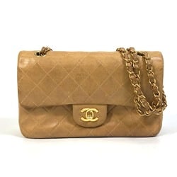 CHANEL A01113 Chain Bag CC Coco Mark W Flap Shoulder Lambskin Women's Beige